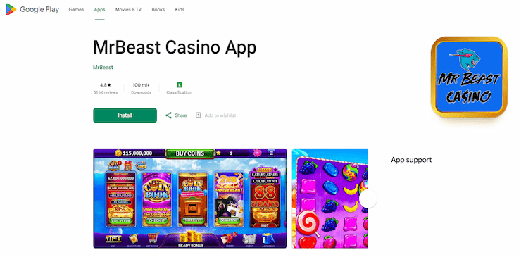 Mr Beast Casino App Scam Warning - Fake casino app using Mr Beast's name for fraudulent activities